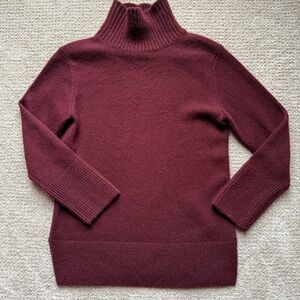 Vince Bordeaux Oversized Mockneck Tunic Sweater